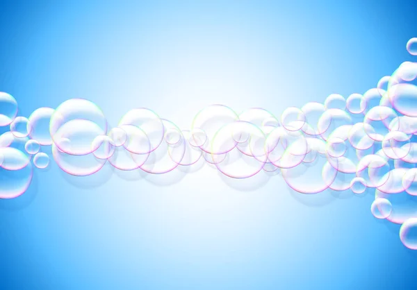 Seifenblasen Blauer Hintergrund Mit Regenbogenfarbenem Luftigen Schaum — Stockvektor