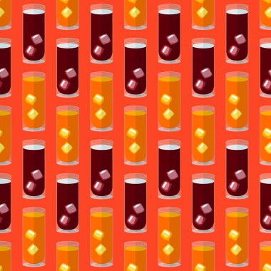 Şeffaf kokteyl bardakları ve buzla kusursuz düz desen.