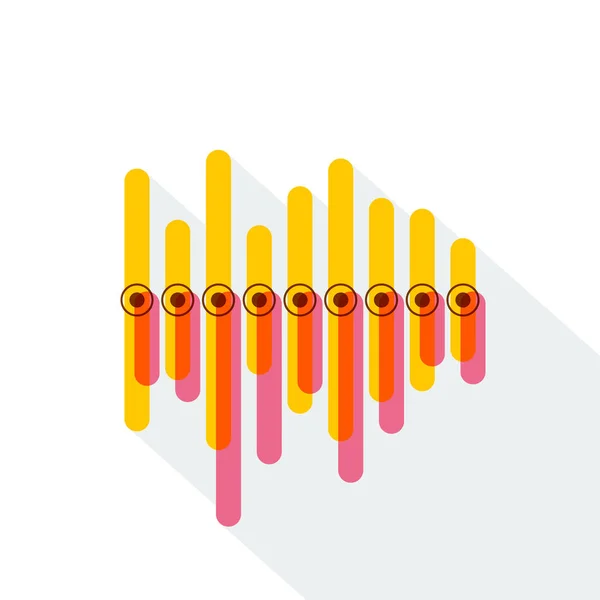 Flache Infografik Mit Asymmetrischen Gelben Und Roten Überlappenden Balken Und — Stockvektor