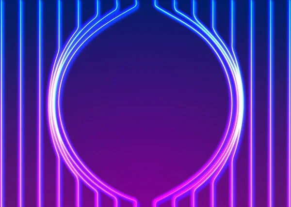 Neon Linien Hintergrund Mit Glühenden 80Er Retro Dampfwelle Stil — Stockvektor