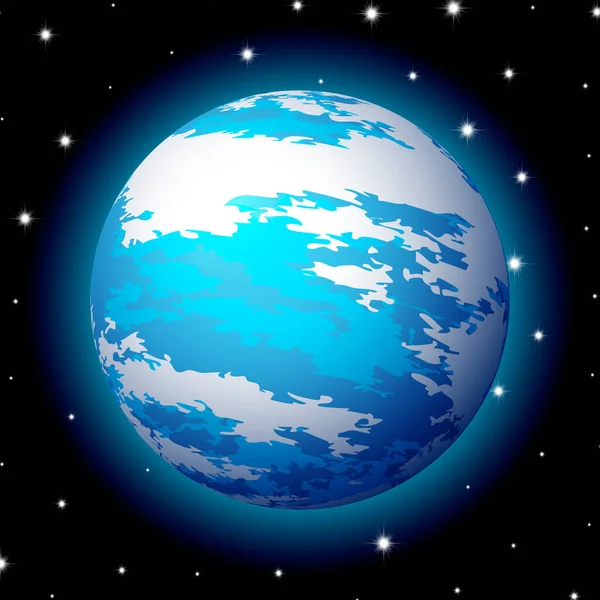 Planet Űrben Csillagok Fényes Rajzfilm Stílus — Stock Vector