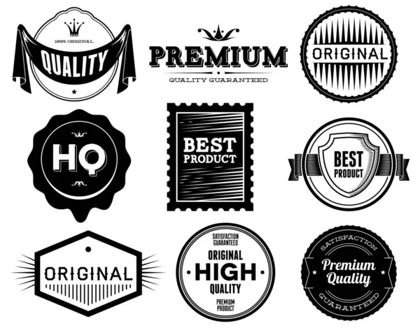 Set Etichette Vintage Premium Quality Bitmap Raccolta — Foto Stock