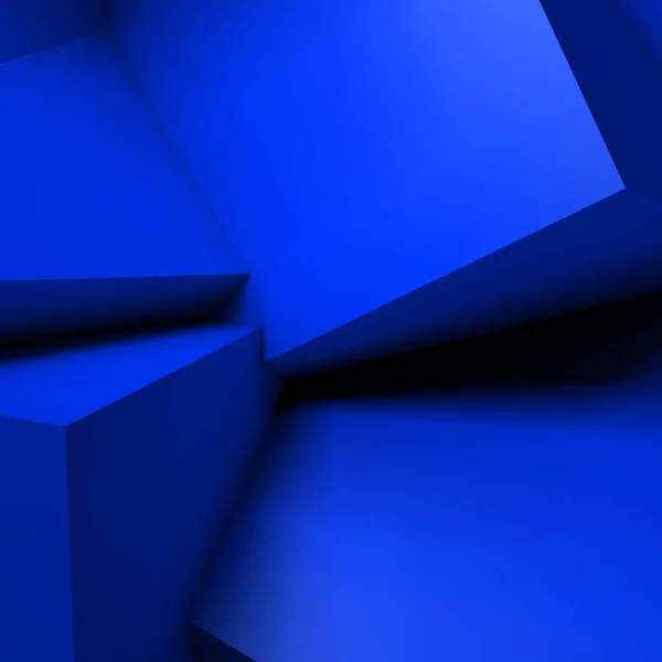 具有现实的重叠蓝色立方体的几何背景 — 图库矢量图片