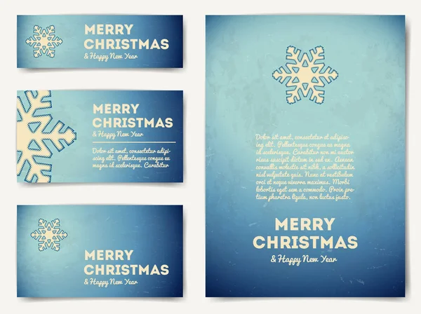 Collection Christmas Banners Snowflake Text — Stock Vector