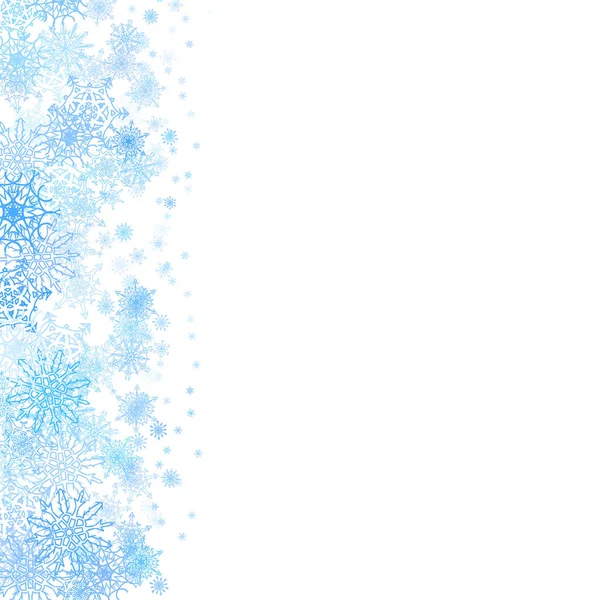 Kerst Hoeken Frame Met Kleine Blauwe Sneeuwvlokken — Stockvector