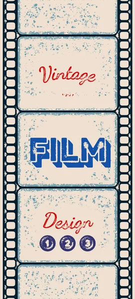 Grungy Vertical Retro Poster Letterpress Styled Film Strip — Stock Vector