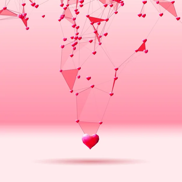 Corazones Conectados Fondo Para Red Social Día San Valentín — Vector de stock