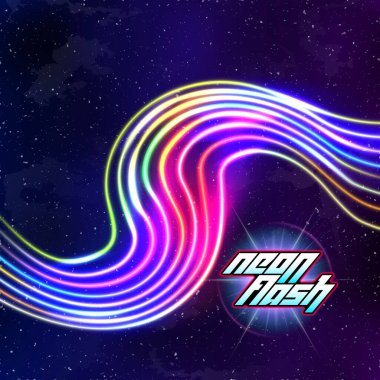 80 'lerin tozlu vhs tarzına sahip Neon çizgileri Yeni Retro Dalga arkaplanı