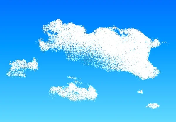 Nube Fatta Punti Sparsi Nel Cielo Blu Illustrazione Dotwork — Vettoriale Stock