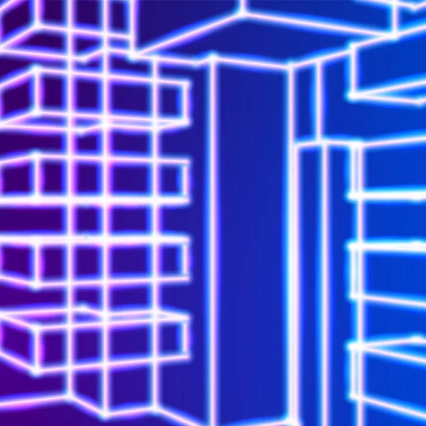 Heldere Neon Lijnen Abstracte Achtergrond Met Retro Computer Technologie 80S — Stockvector