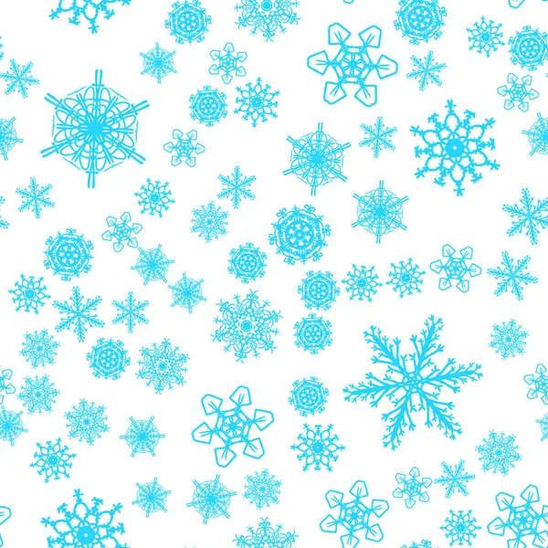 Patrón Sin Costuras Nieve Navidad Con Hermosos Copos Nieve Que — Vector de stock