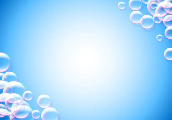 Bulles Savon Fond Bleu Avec Mousse Aérée Colorée Arc Ciel — Image vectorielle