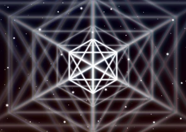 Magic Hexagon Symbol Spreads Mystic Energy Spiritual Space — Stock Vector