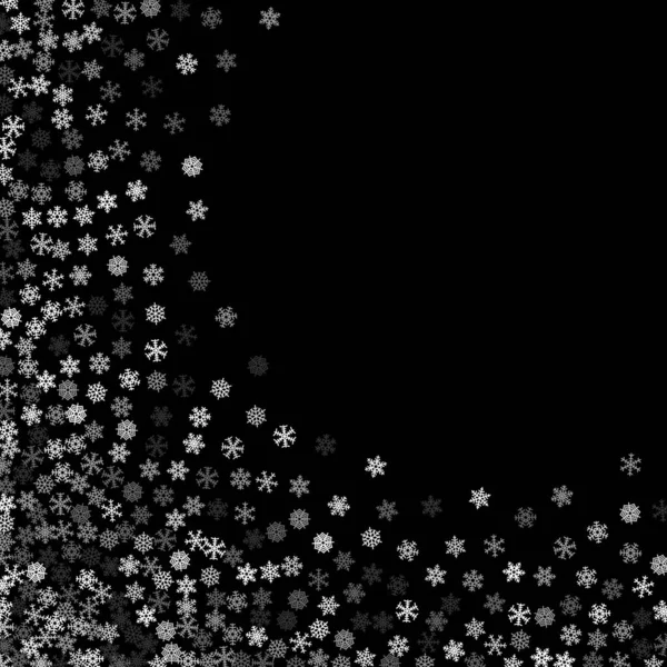 Ligne Chute Neige Avec Des Flocons Neige Aléatoires Dans Obscurité — Image vectorielle