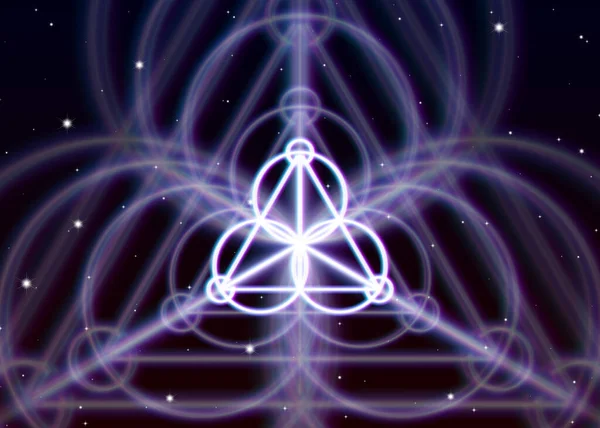 Symbole Triangle Magique Répand Énergie Mystique Dans Espace Spirituel — Image vectorielle