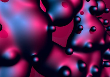 Neon kaynayan sıvı toplara sahip soyut arkaplan ya da 80 'lerin sentetik dalga tarzı, mavi ve mor renkleri ve retrodalga aydınlatması ile hareket halindeki düşüşler