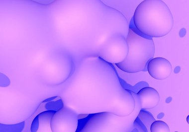 Buhar dalgası biçiminde pembe ve mavi sıvı damlaları olan soyut arkaplan