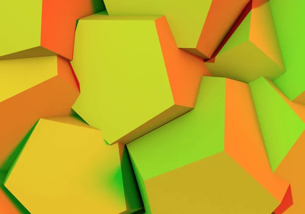 Abstract background with 3d shapes construction and vibrant colors