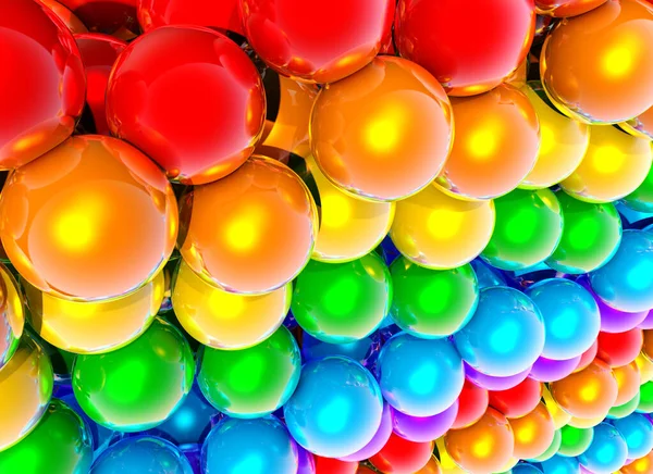 Abstrakte Regenbogenkugeln Hintergrund Oder Tapete Mit Gruppe Von Glänzenden Bunten — Stockfoto