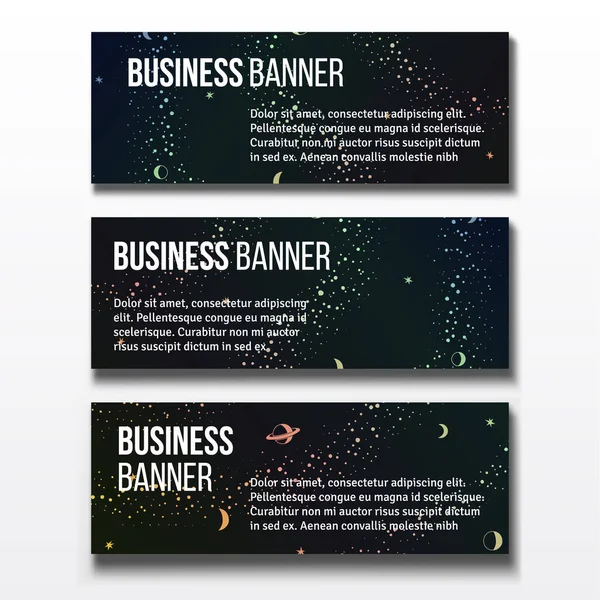 Conjunto Três Modelos Banners Negócios Horizontais — Vetor de Stock