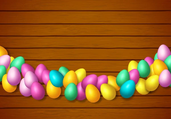 Cadre Pâques Avec Des Œufs Colorés Brillants Répartis Sur Fond — Image vectorielle