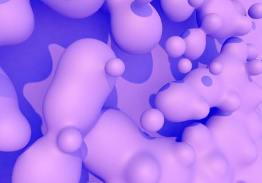 Buhar dalgası biçiminde pembe ve mavi sıvı damlaları olan soyut arkaplan