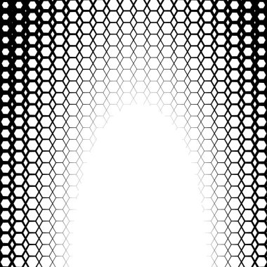 Monokrom altıgen ızgarası gradyanı olan arkaplan