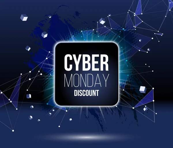 Cyber Monday Продає Знижку Плаката Або Банера Блискучими Емблемами Лініями — стоковий вектор