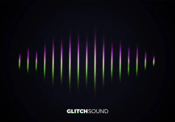 Onda Audio Sonora Con Picchi Volume Musicale Effetto Glitch Colore — Vettoriale Stock