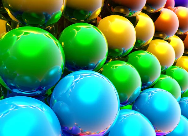 带一组色彩艳丽的3D球体的彩虹球背景或墙纸 — 图库照片