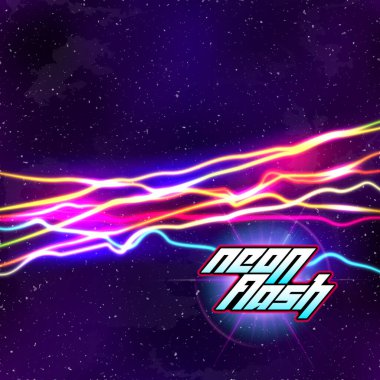 80 'lerin tozlu vhs tarzına sahip Neon çizgileri Yeni Retro Dalga arkaplanı