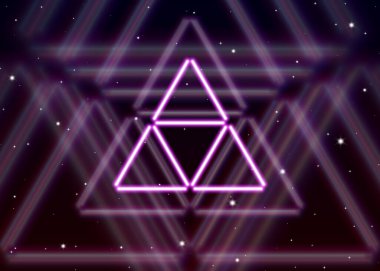 Sihirli üçgen sembolü ruhani uzayda mistik enerjiyi yayar.