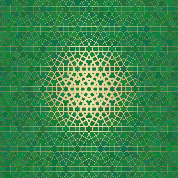 İslami süslemeli soyut arkaplan, Arap geometrik dokusu. Renkli arkaplanda boyalı cam tarzıyla altın kaplamalı motif.