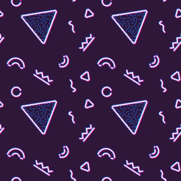 Memphis ve 80 'lerin stil şekilli neon pürüzsüz deseni.