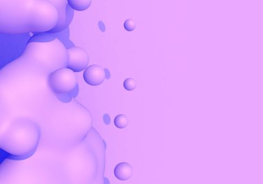 Buhar dalgası biçiminde pembe ve mavi sıvı damlaları olan soyut arkaplan