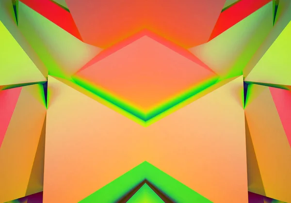 Абстрактный Фон Симетрической Трехмерной Конструкцией Яркими Красками — стоковое фото
