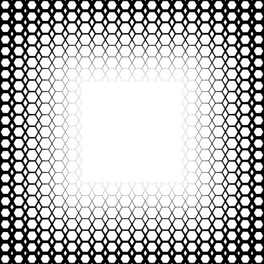 Monokrom altıgen ızgarası gradyanı olan arkaplan