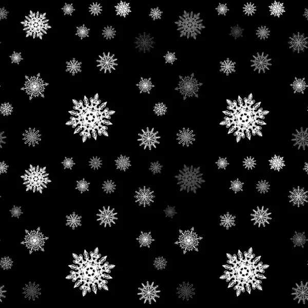 Weihnachten Schneeflocke Nahtloses Muster Mit Fallendem Schnee Aus Schön Spinnenden — Stockvektor