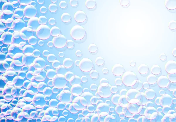 Seifenblasen Blauer Hintergrund Mit Regenbogenfarbenem Luftigen Schaum — Stockvektor