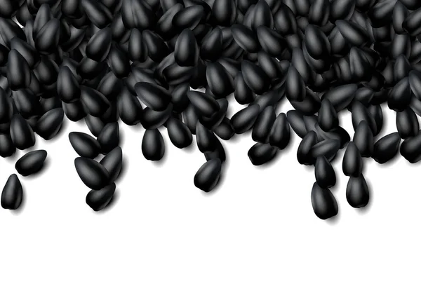 Sunflower Seeds Background Heap Scattered Black Grains — Stock Vector