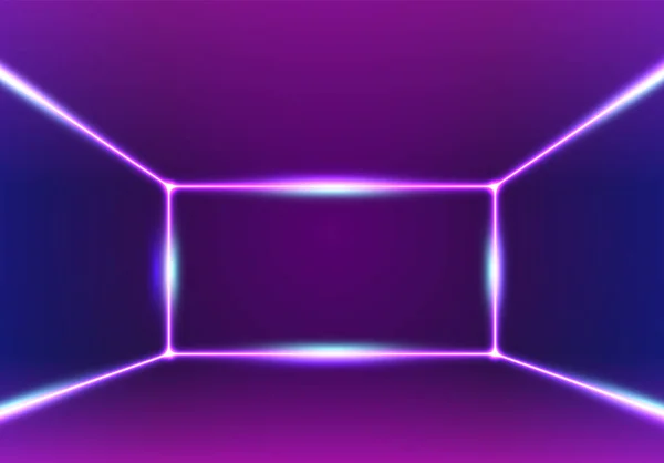Heldere Neon Lijnen Achtergrond Met 80S Stijl Laserstralen — Stockvector