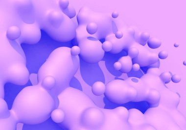 Buhar dalgası biçiminde pembe ve mavi sıvı damlaları olan soyut arkaplan