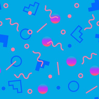 80 'lerin Memphis tarzına ve canlı psikedelik renklerine sahip kusursuz bir desen.