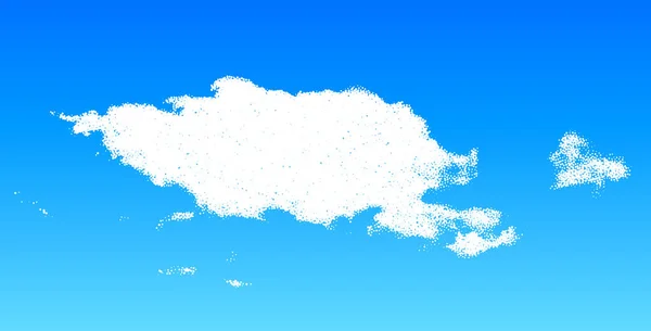 Nuvem Feita Pontos Dispersos Céu Azul Ilustração Dotwork —  Vetores de Stock