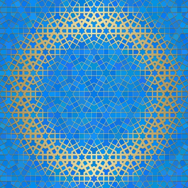 Fundo Abstrato Com Ornamento Islâmico Textura Geométrica Árabe Golden Forrado — Vetor de Stock