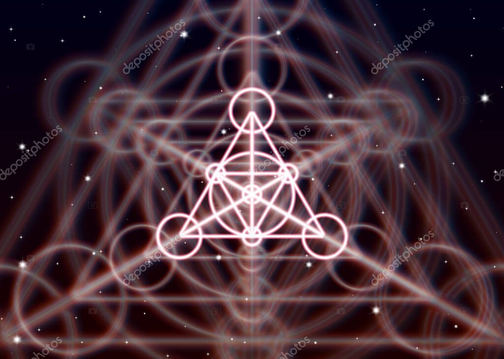 Magic triangle symbol spreads the mystic energy in spiritual space