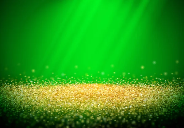 Goldener Glitzernder Retro Hintergrund Mit Abstrakten Glänzenden Lichtstrahlen Der Dunkelheit — Stockvektor