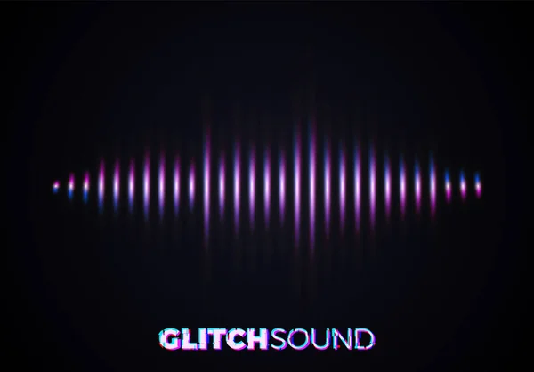 Onda Audio Sonora Con Picchi Volume Musicale Effetto Glitch Colore — Vettoriale Stock