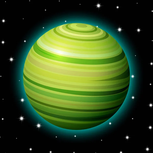 Planeet Ruimte Met Sterren Glanzende Cartoon Stijl — Stockvector