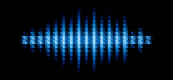 Audio Oder Musik Blau Glänzende Klangwellenform Mit Dreieckigem Lichtfilter Mit — Stockvektor